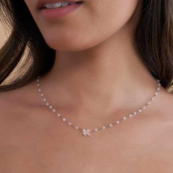 Dogwood Rose Gold Plated Beaded Charm Necklace - Image 3