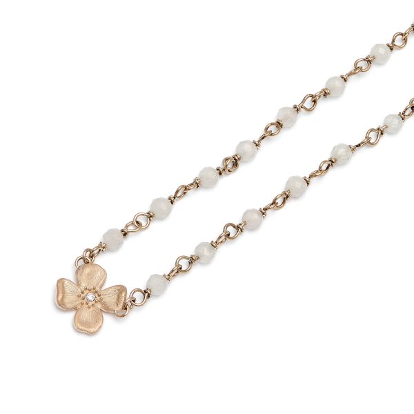 Dogwood Rose Gold Plated Beaded Charm Necklace - Image 4