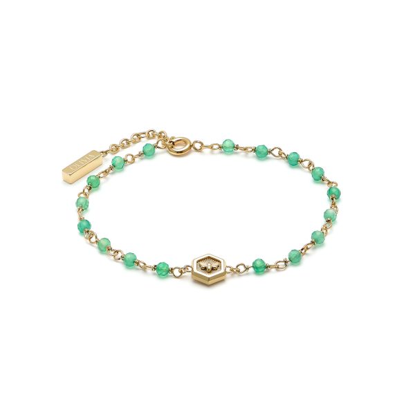 Minima Bee Green & Gold Plated Beaded Charm Bracelet - Image 2