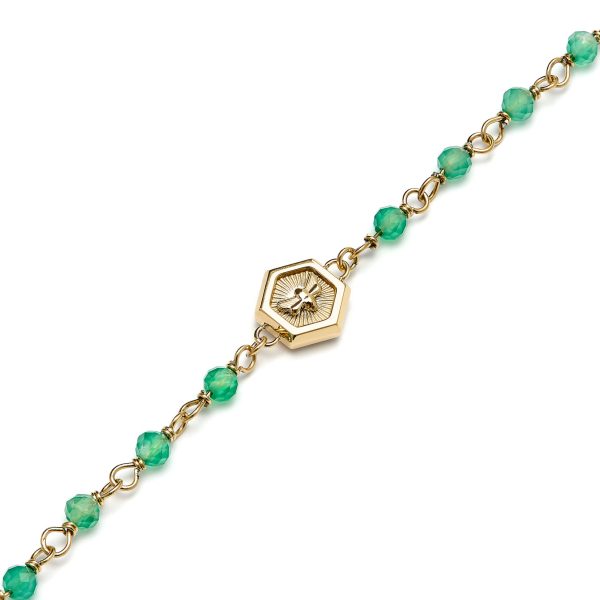 Minima Bee Green & Gold Plated Beaded Charm Bracelet - Image 4