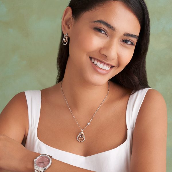 Encircle Silver & Rose Gold Plated Pendant Necklace - Image 5