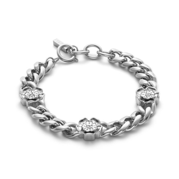 Tudor Rose Silver Tone Link Chain Bracelet - Image 2
