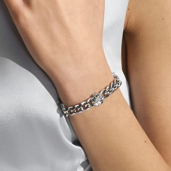 Tudor Rose Silver Tone Link Chain Bracelet - Image 3
