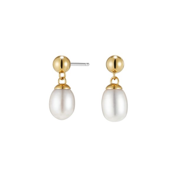 By The Sea Pearl Gold Plated Drop Earrings