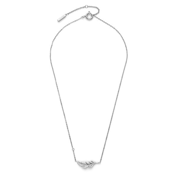 Feather Silver Tone Necklace - Image 2