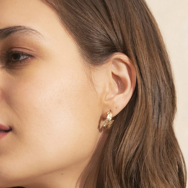 Feather Gold Plated Hoop Earrings - Image 3