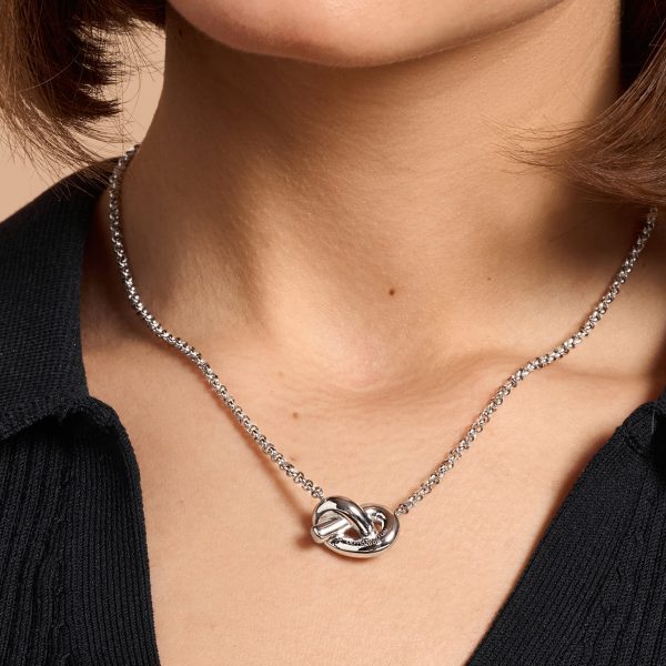 Lovers Knot Silver Tone Necklace - Image 3