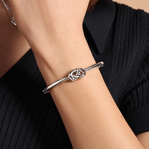 Lovers Knot Silver Tone Bangle - Image 3