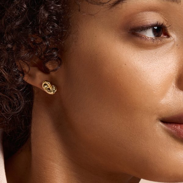 Lovers Knot Gold Plated Stud Earrings - Image 3