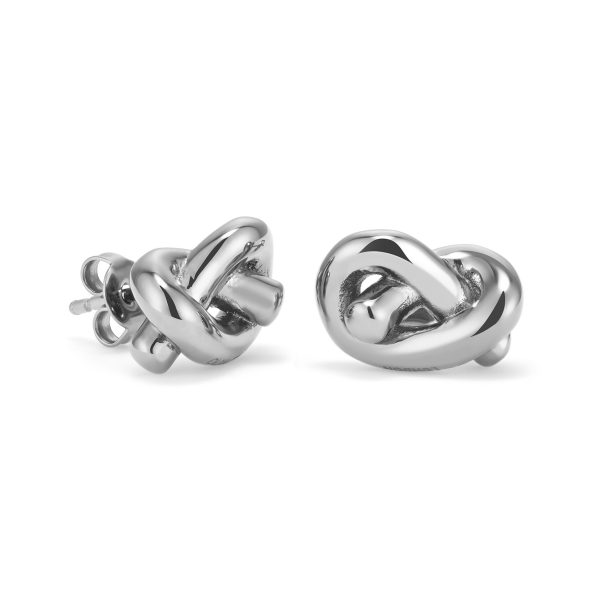 Lovers Knot Silver Tone Stud Earrings - Image 2