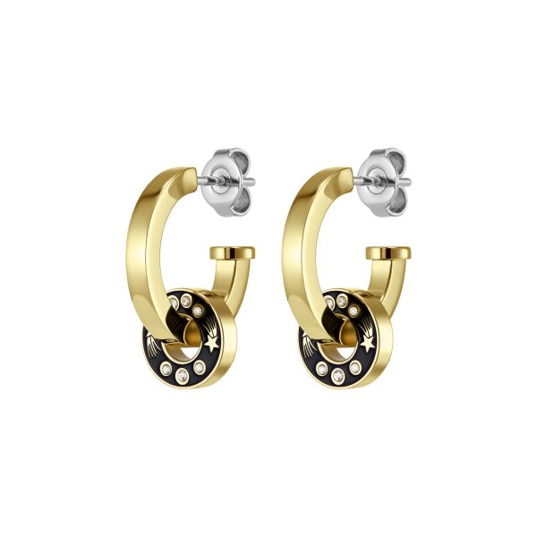 Shooting Star Onyx & Gold Plated Hoop Earrings - Image 2