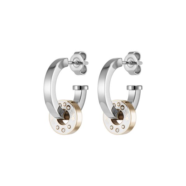 Shooting Star Ivory & Silver Tone Hoop Earrings - Image 2