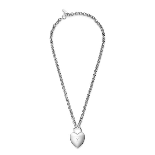 Locked Heart Silver Tone Pendant Necklace - Image 2