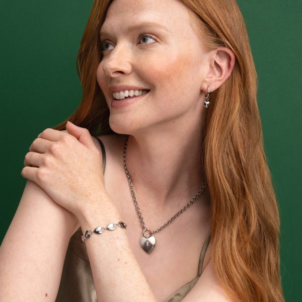 Locked Heart Silver Tone Pendant Necklace - Image 5