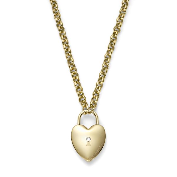 Locked Heart Gold Plated Pendant Necklace