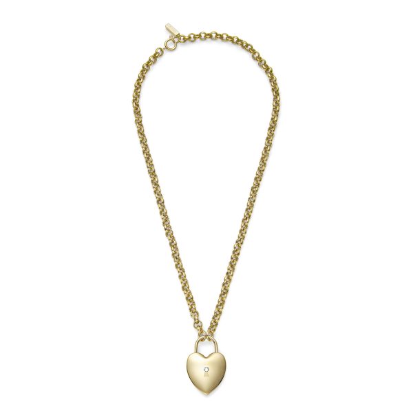 Locked Heart Gold Plated Pendant Necklace - Image 2