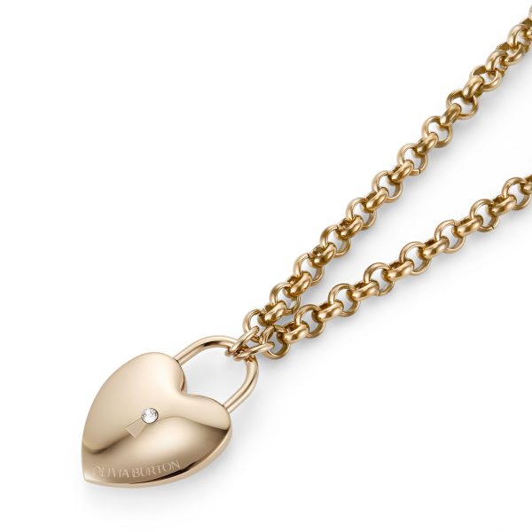 Locked Heart Rose Gold Plated Pendant Necklace - Image 4