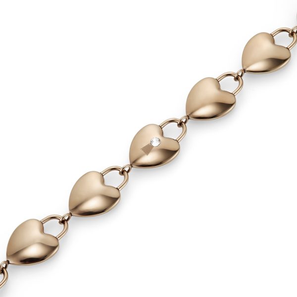 Locked Heart Rose Gold Plated Bracelet - Image 4