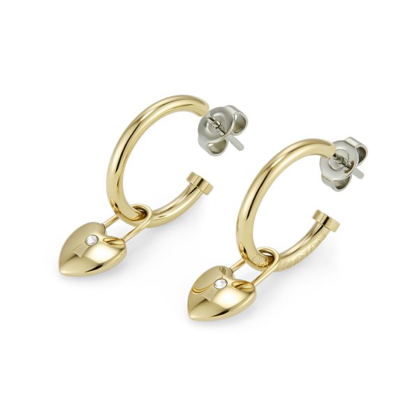 Locked Heart Gold Plated Hoop Earrings - Image 4