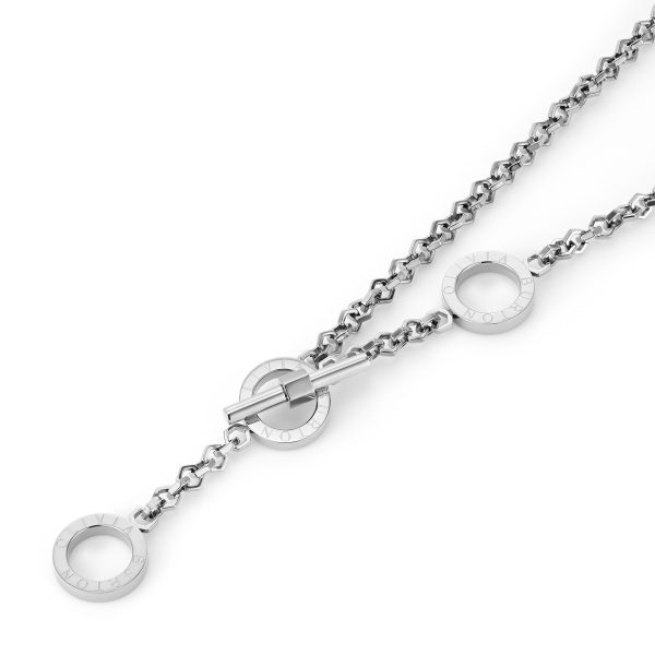 Honeycomb Toggle Silver Tone Necklace - Image 4