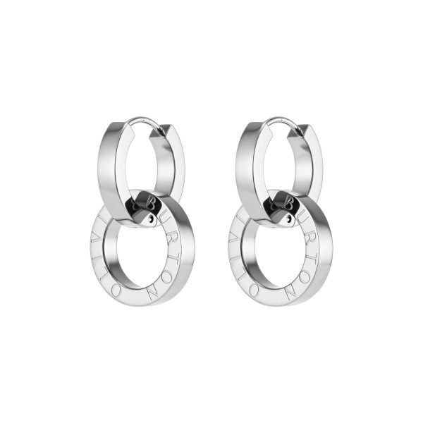 Honeycomb Toggle Silver Tone Hoop Earrings - Image 2