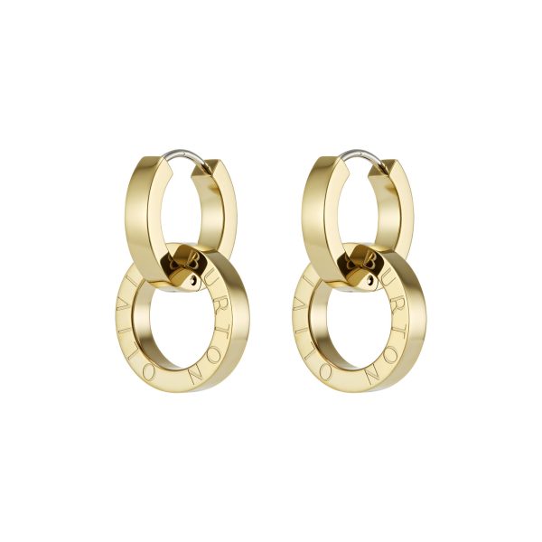 Honeycomb Toggle Gold Plated Hoop Earrings - Image 2
