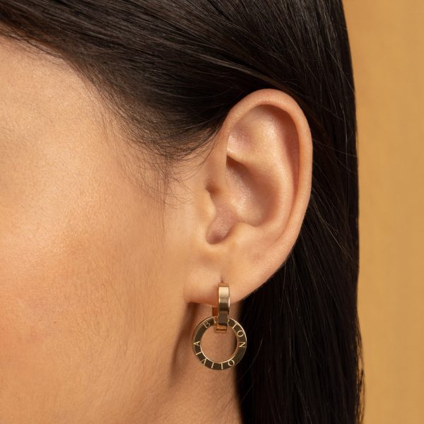 Honeycomb Toggle Gold Plated Hoop Earrings - Image 3