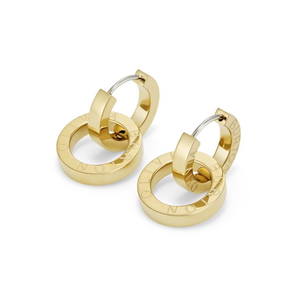 Honeycomb Toggle Gold Plated Hoop Earrings - Image 4
