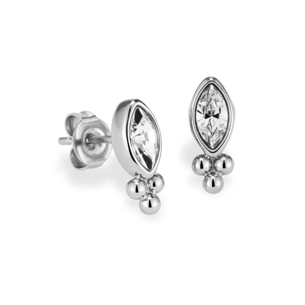 Dainty Silver Tone Stud Earrings - Image 2