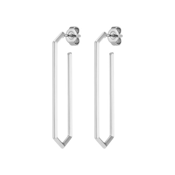 Ever Stacked Honeycomb Silver Tone Large Hoop Earrings - Image 2