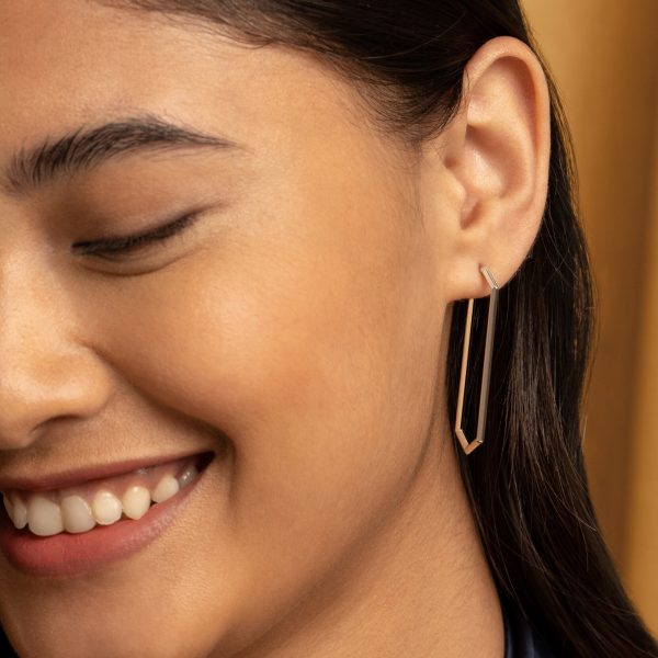 Ever Stacked Honeycomb Silver Tone Large Hoop Earrings - Image 3