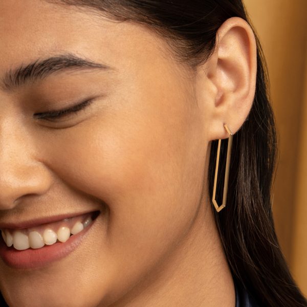 Ever Stacked Honeycomb Gold Plated Large Hoop Earrings - Image 3