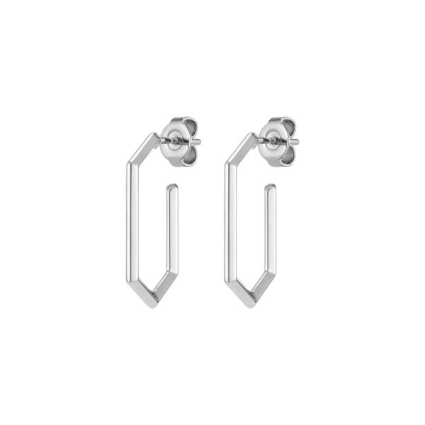 Ever Stacked Honeycomb Silver Tone Hoop Earrings - Image 2