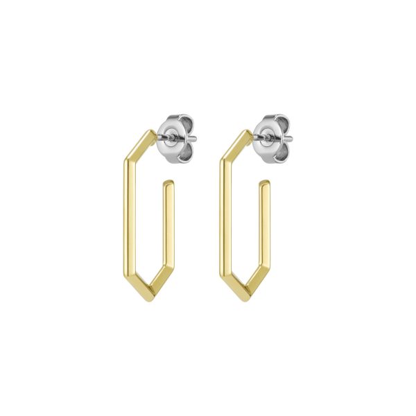 Ever Stacked Honeycomb Gold Plated Hoop Earrings - Image 2