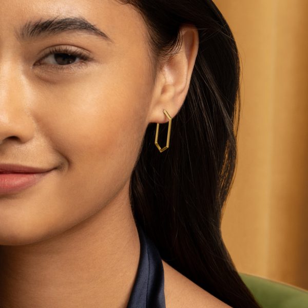Ever Stacked Honeycomb Gold Plated Hoop Earrings - Image 3