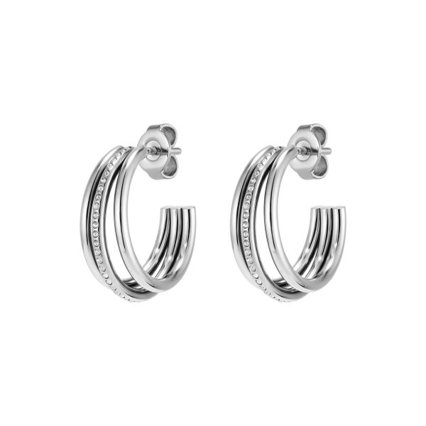 Ever Stacked Claw Silver Tone Hoop Earrings - Image 2