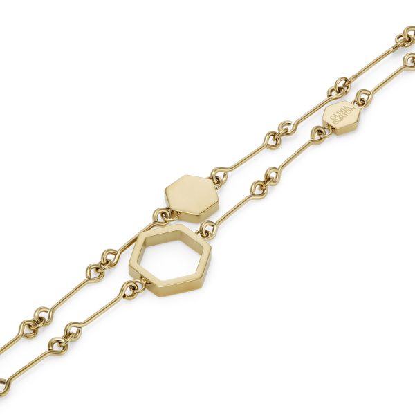 Honeycomb Gold Plated Double Chain Bracelet - Image 4