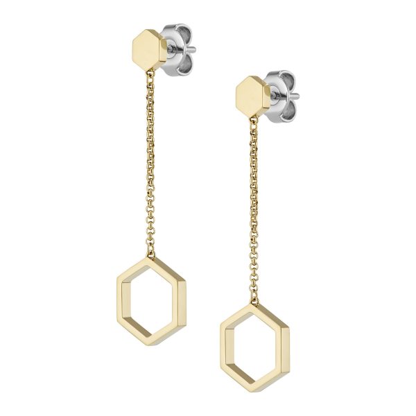 Honeycomb Gold Plated Drop Earrings - Image 2