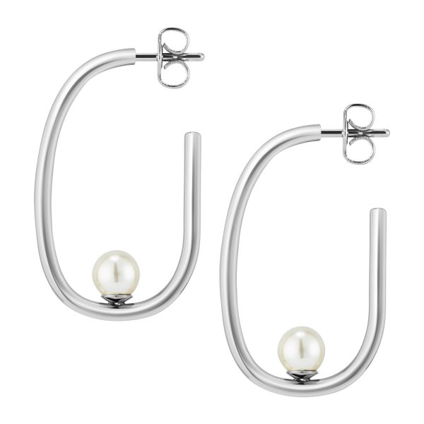 Pearls & Beads Silver Tone Hoop Earrings - Image 2