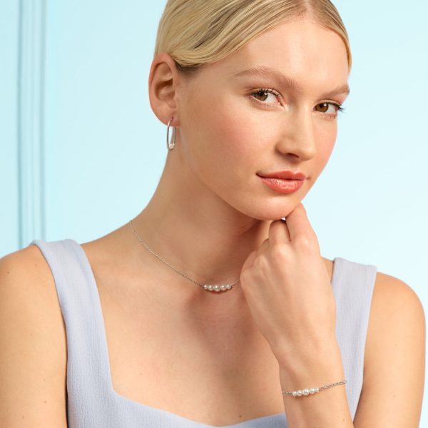 Pearls & Beads Silver Tone Hoop Earrings - Image 4