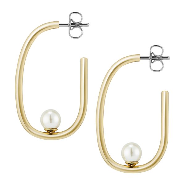 Pearls & Beads Gold Plated Hoop Earrings - Image 2