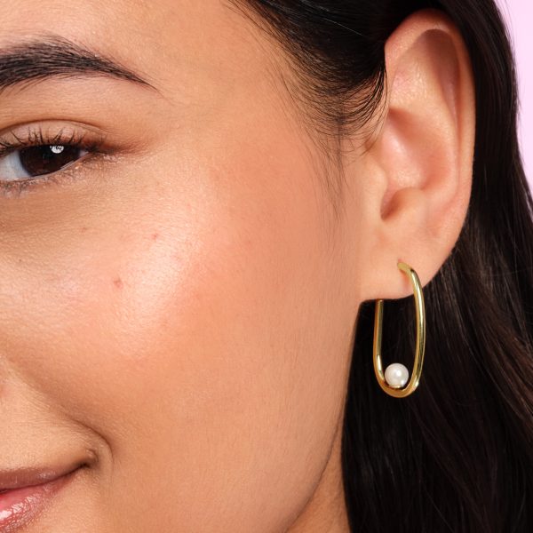 Pearls & Beads Gold Plated Hoop Earrings - Image 3