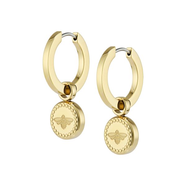 Bee Charm Gold Plated Hoop Earrings - Image 2