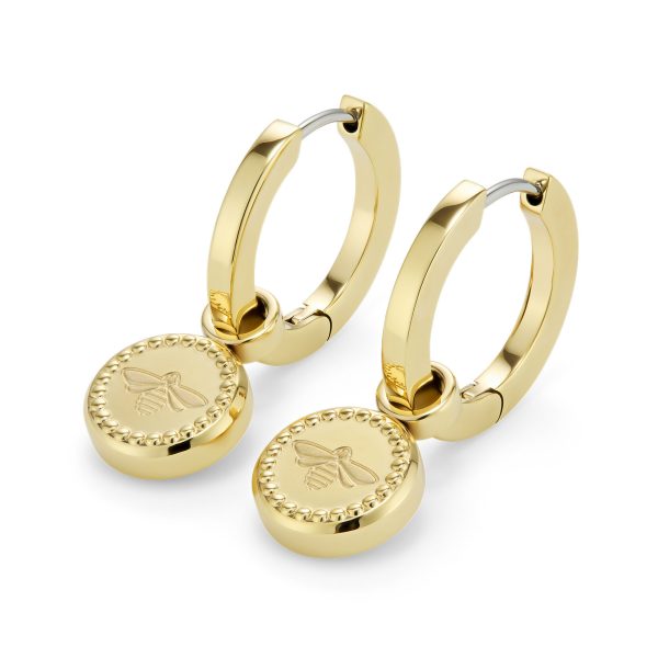 Bee Charm Gold Plated Hoop Earrings - Image 4