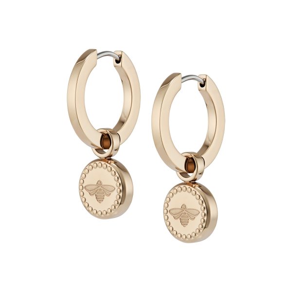 Bee Charm Rose Gold Plated Hoop Earrings - Image 2