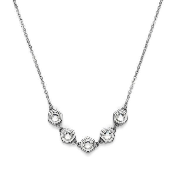 Ever Stacked Crystal Honeycomb Silver Tone Stacking Necklace