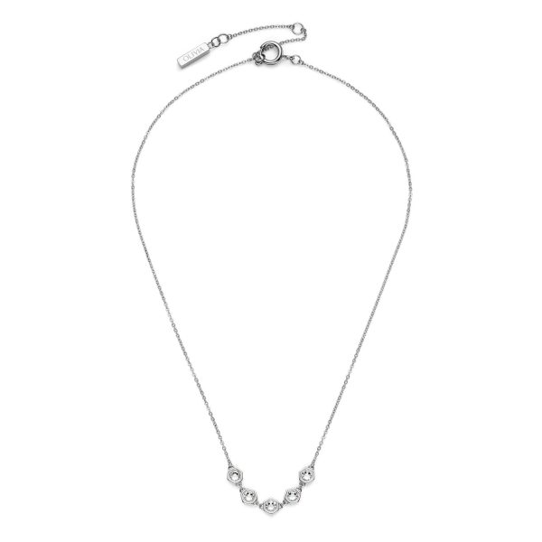 Ever Stacked Crystal Honeycomb Silver Tone Stacking Necklace - Image 2