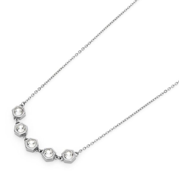 Ever Stacked Crystal Honeycomb Silver Tone Stacking Necklace - Image 4