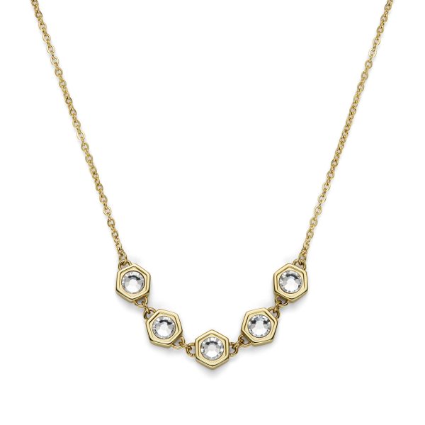 Ever Stacked Crystal Honeycomb Gold Plated Stacking Necklace