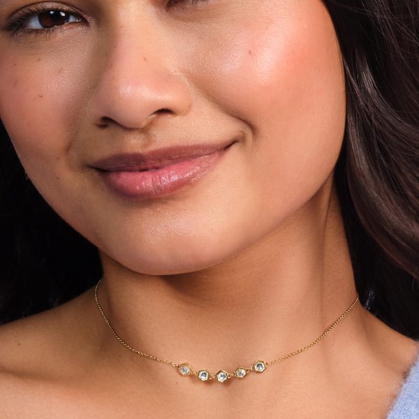 Ever Stacked Crystal Honeycomb Gold Plated Stacking Necklace - Image 3